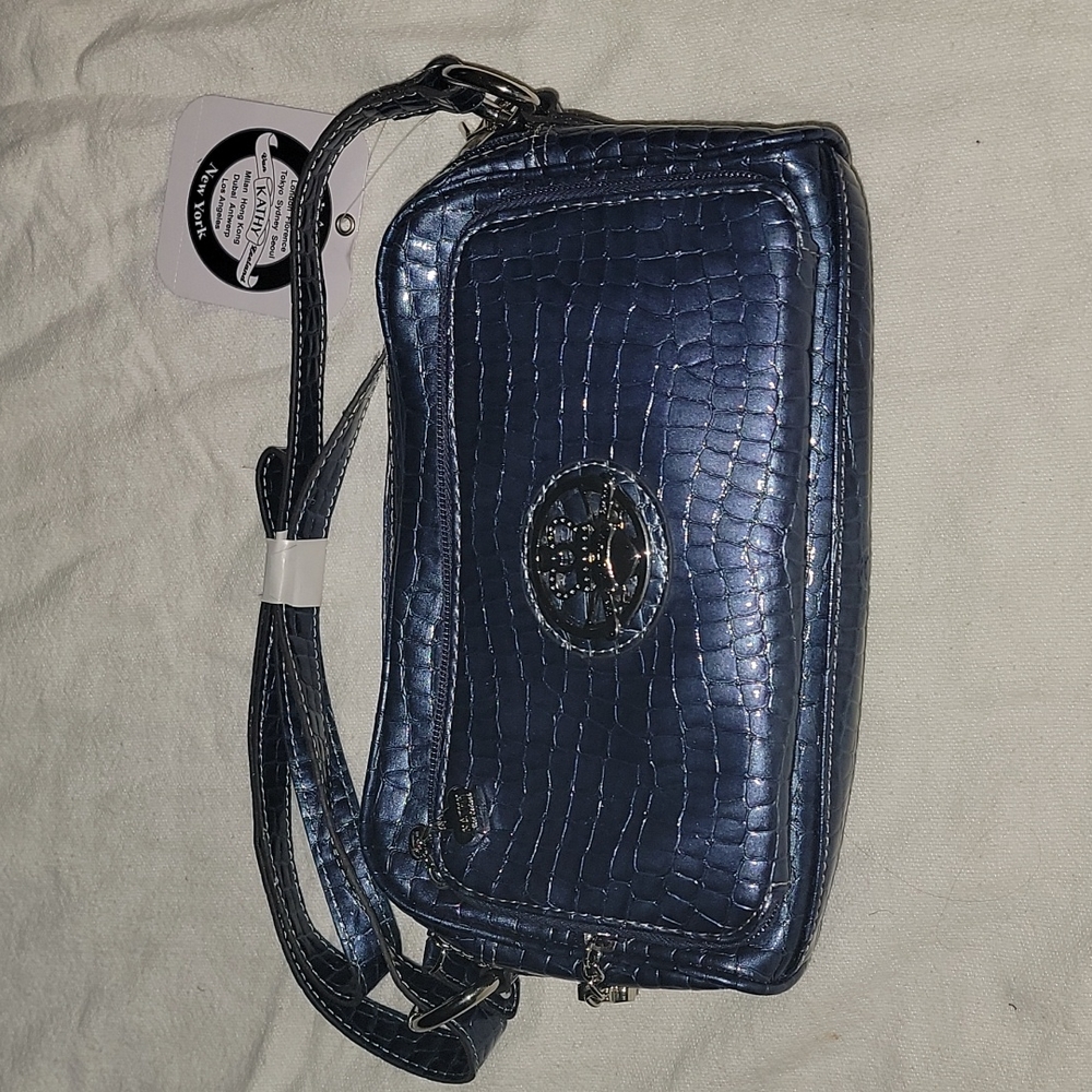 Kathy Vanzeeland Blue Crocco Organizer Bag New.